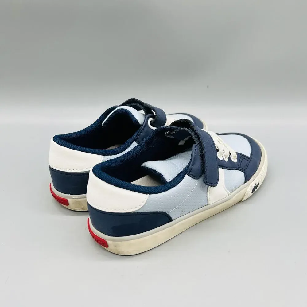 See Kai Run Shoes Boys 13 Blue White Low Top Hook Loop Strap Casual Sneakers